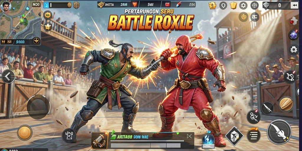 Tampilan aksi seru di ARISTA88 saat pertempuran Battle Royale.