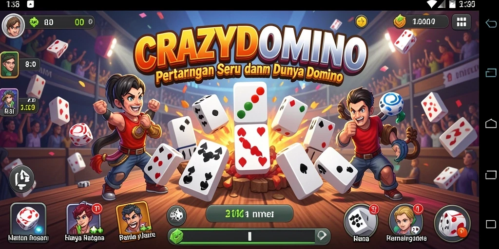 Gameplay seru di CRAZYDOMINO dengan pertarungan strategis dan karakter unik.