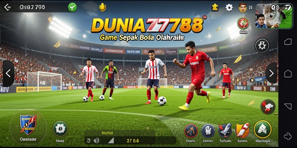 Tampilan permainan DUNIA777 saat pertandingan sepak bola berlangsung.