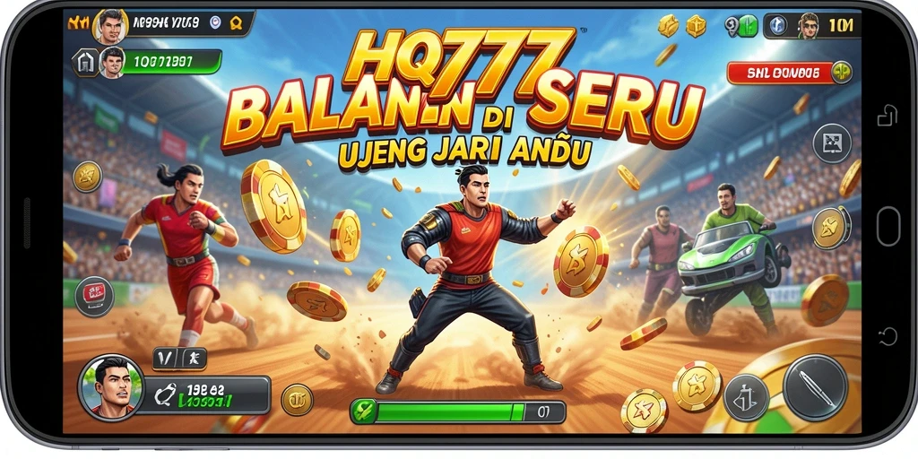 Tangkapan layar dari gameplay balapan yang mendebarkan di HQ777.