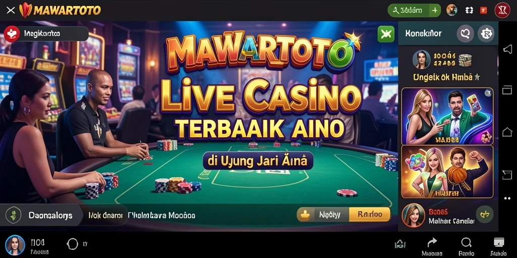 Screenshot gameplay Live Casino MAWARTOTO menampilkan dealer dan permainan langsung.