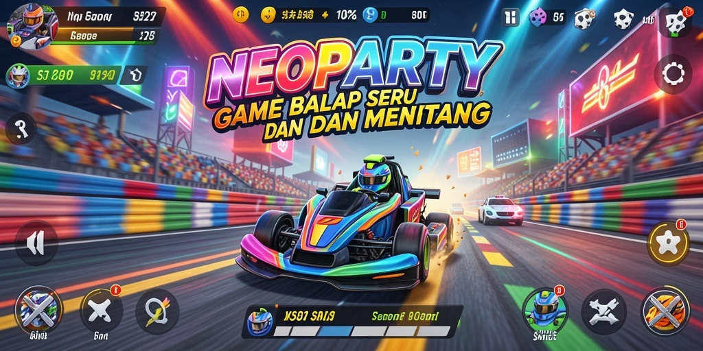 Gameplay seru balapan di NEOPARTY dengan mobil kustom.
