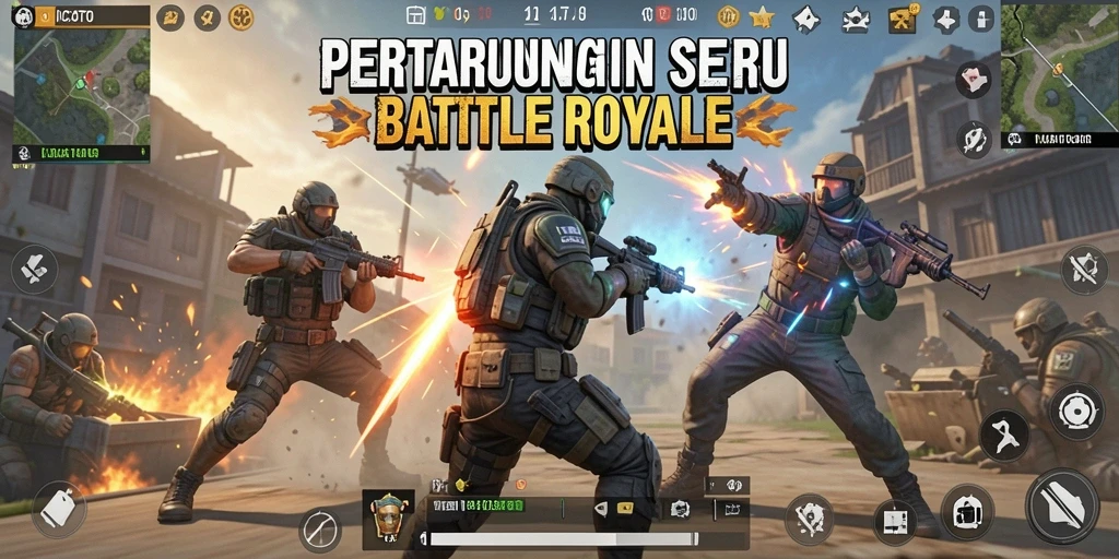 Screenshot menampilkan aksi intens dalam permainan Battle Royale OCATOTO.