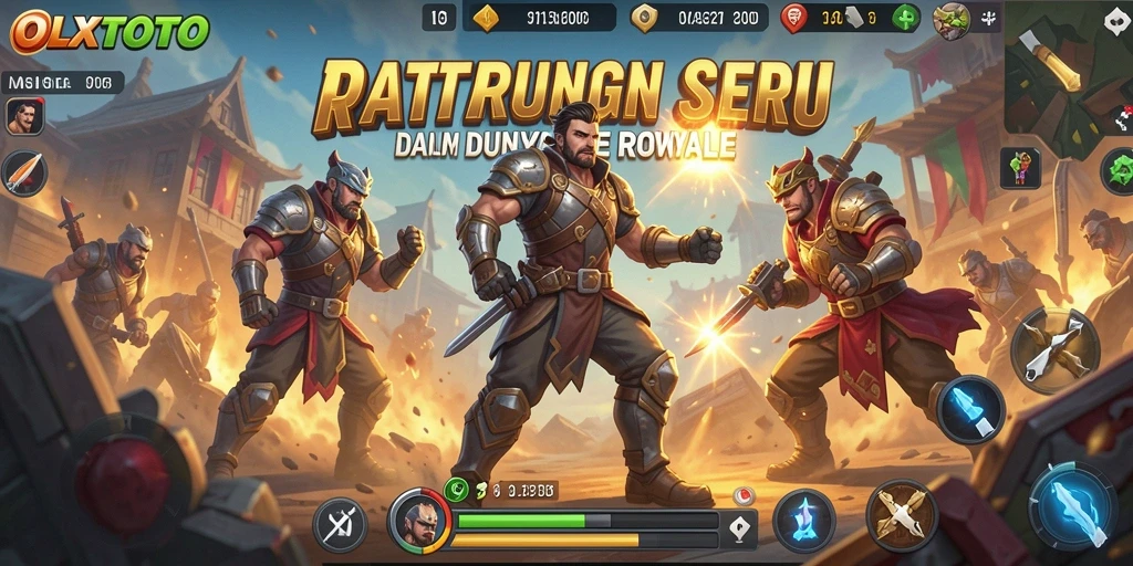 Screenshot utama OLXTOTO menampilkan aksi seru di medan Battle Royale.