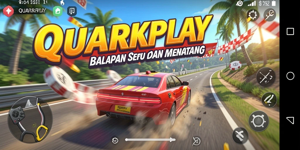 Tangkapan layar gameplay <strong>QUARKPLAY</strong> yang menampilkan balapan mendebarkan.