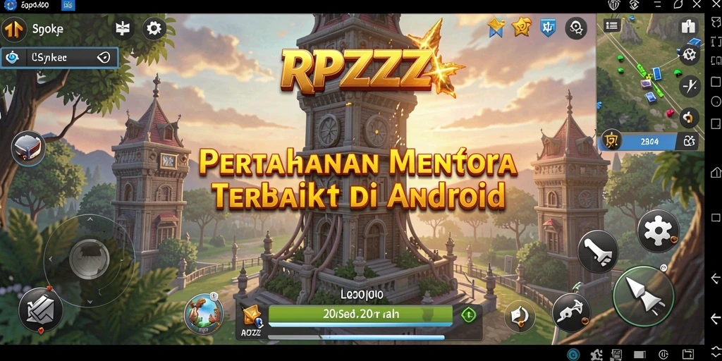 Screenshot utama RPZZZ menampilkan pertempuran menara seru dalam Tower Defense.