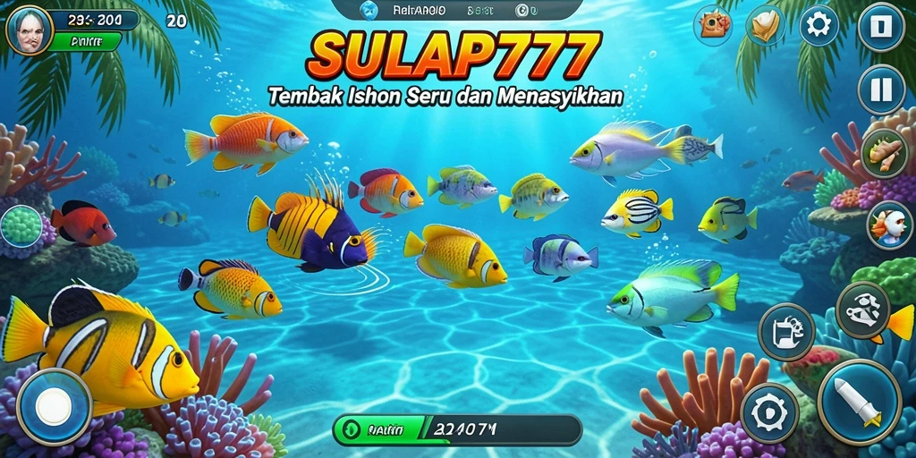 Screenshot menunjukkan gameplay seru dari SULAP777 saat menangkap ikan.