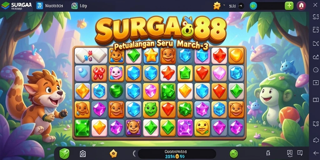 Gameplay seru di SURGA88 dengan tantangan Match-3.
