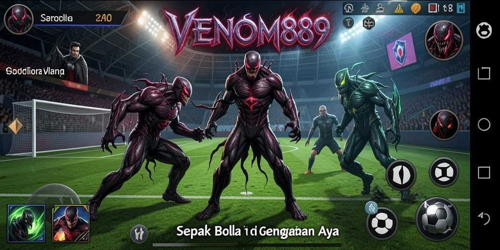 Tampilan gameplay yang realistik dalam <strong>VENOM889</strong> dengan aksi sepak bola yang mendebarkan.
