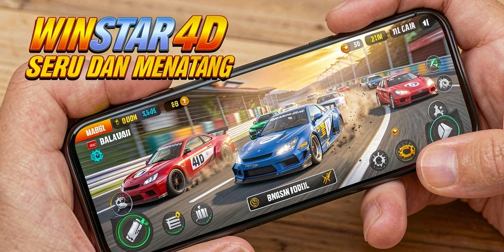Gameplay menarik dari WINSTAR4D saat berlomba di lintasan balap.